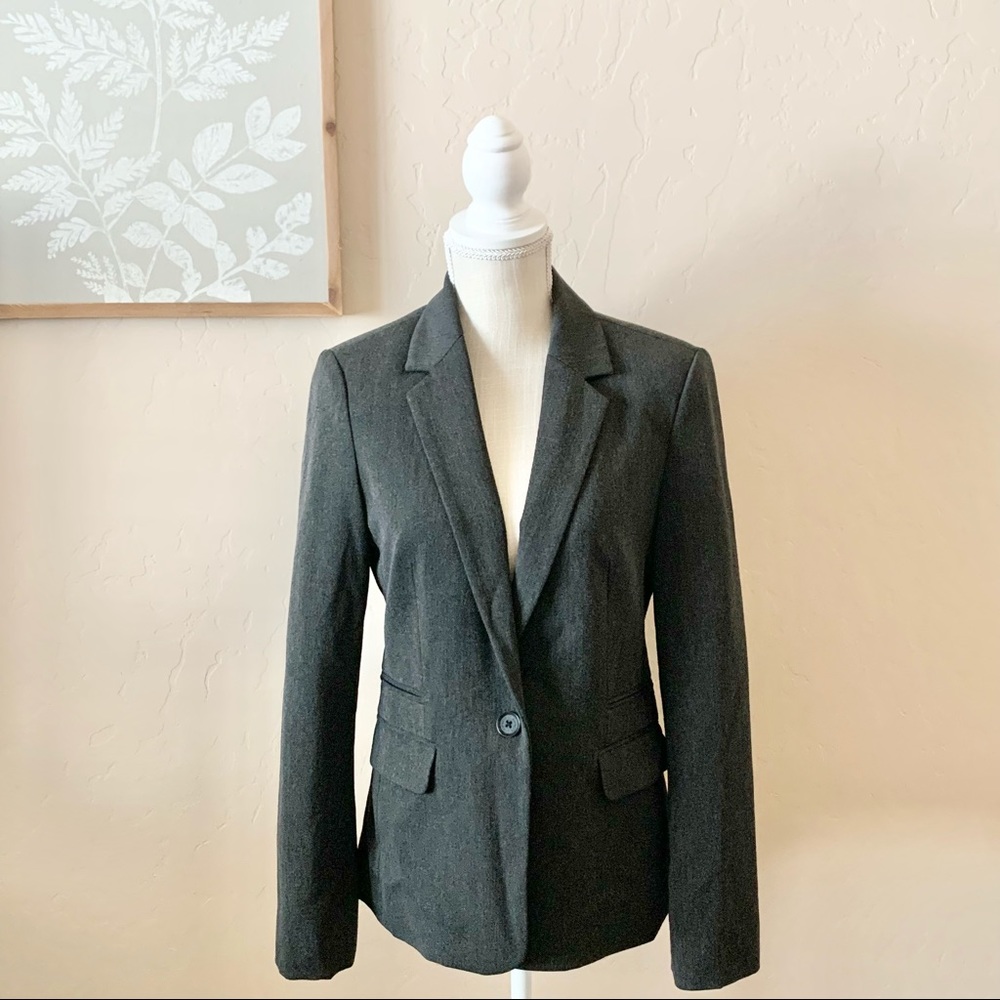 Express One Button Classic Charcoal Gray Blazer - image 1